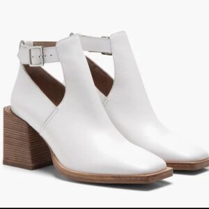 Free People Brady buckle booties leather cutout block heel boho ankle boots 36/6